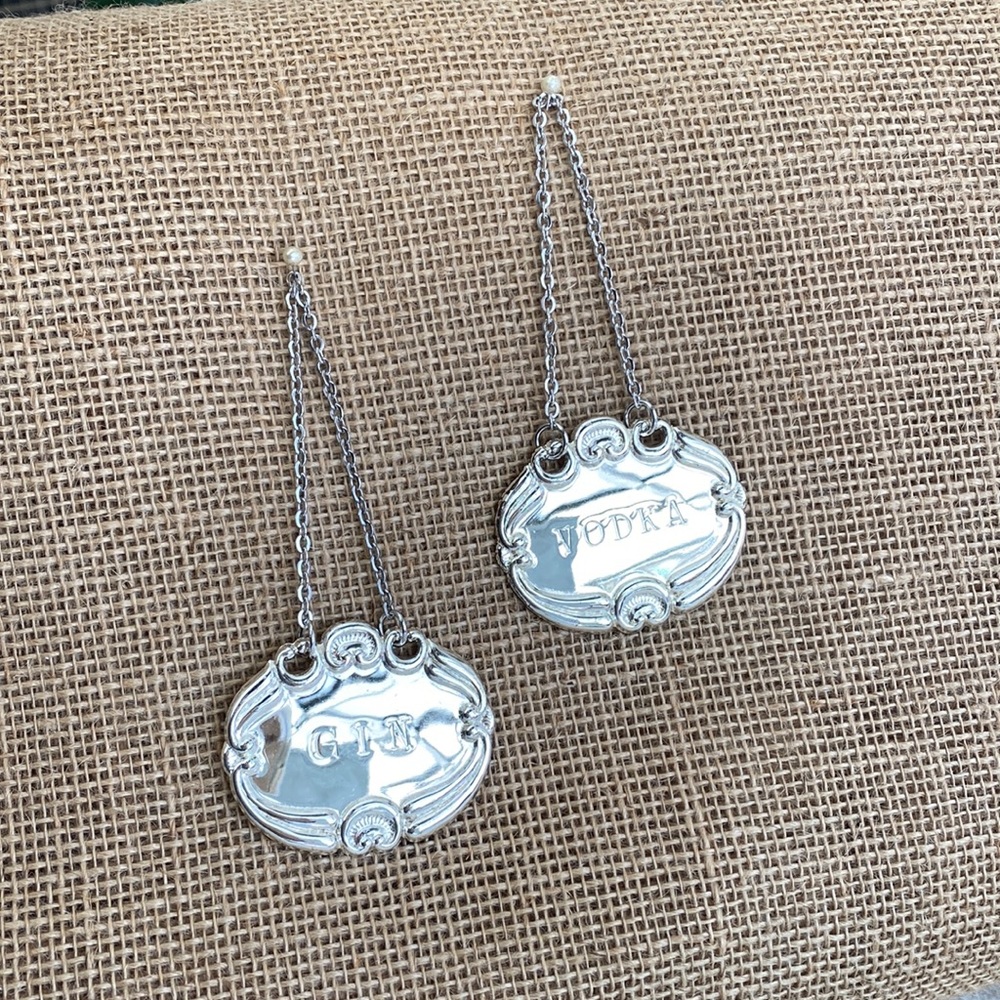 Silver GIN and VODKA  bottle/decanter labels.
